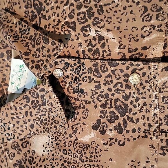 Quacker Factory Animal Leopard Print Rhinestone Embellished Jean Jacket 3X - Picture 3 of 7